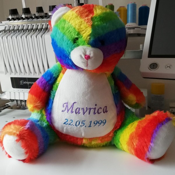 Stofftier Regenbogen Bär mit Namen
